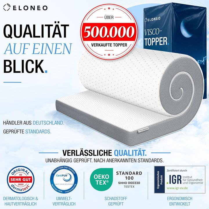 Viscoelastischer Matratzen Topper 80x190cm, Matratzentopper mit Memory Foam Effekt, 8 cm Höhe, Matra