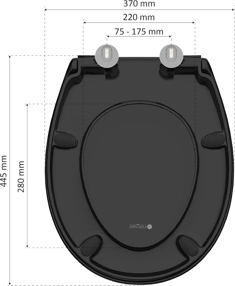 instmaier Toilettendeckel mit Absenkautomatik schwarz | Made in Germany | ovale Form | Toilettensitz