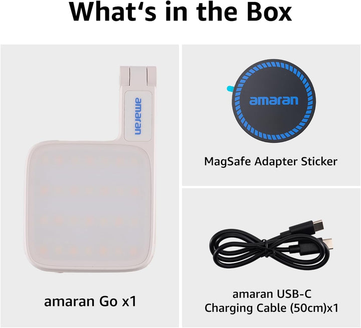 amaran Go Mini-Handylicht, Magnetische LED mit Dual-Spiegellicht, Einstellbare CCT von 2700K-6500K,