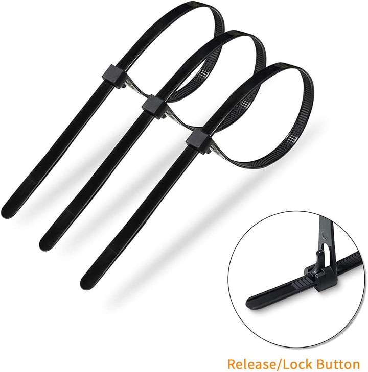 Meccion Wiederverwendbarer Kabelbinder 100 Stück UV-Beständig Starkes Nylon Wiederlösbar Kabelbinder