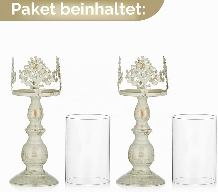 NUPTIO 2 Stücke Vintag Design Geschnitzter Kerzenständer, Hochzeit Party Weihnachten Tischdekoration