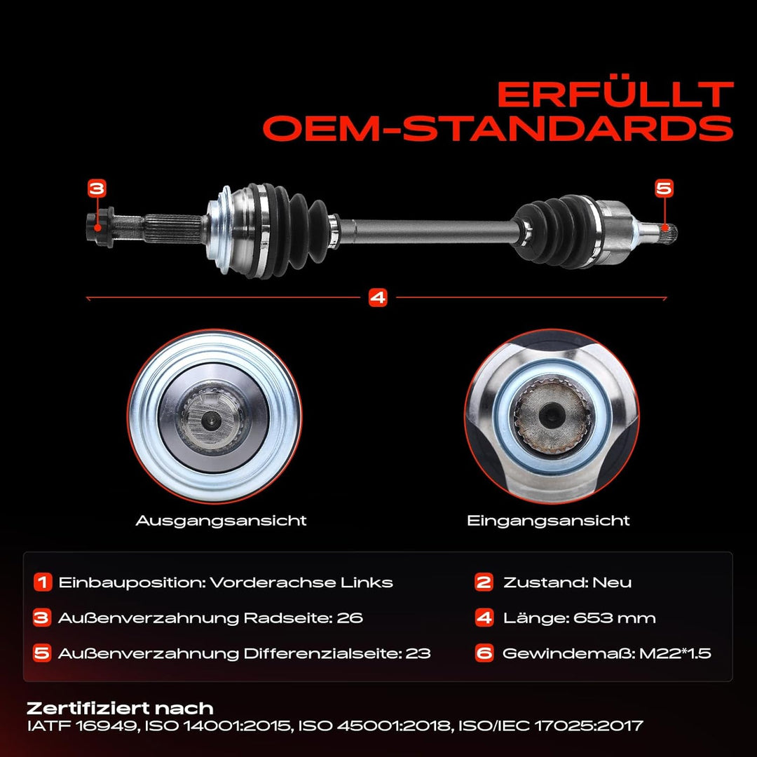Frankberg Antriebswelle Vorne Links Kompatibel mit Yaris P9 1.5L Benzin 2005-2014 4342052210