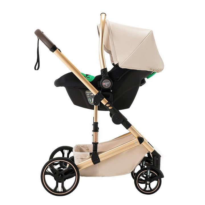 BEBBY Kinderwagen 3 in 1,Kinderwagen Buggy Mit Babyschale,Mit Höhenverstellbarer buggy Komplettset F