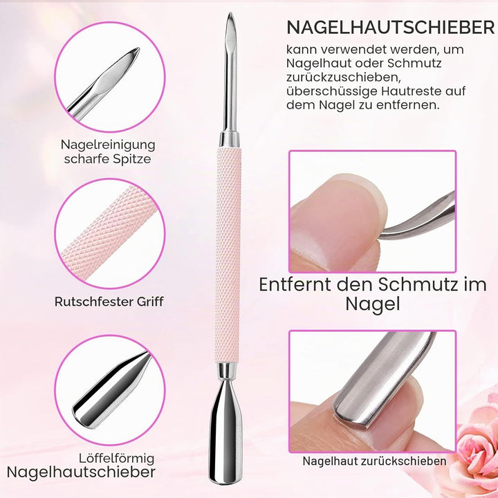 Makartt Nagelhaut Trimmer mit Nagelhautschieber, 3 PCS Rosa Zangen Nagelhaut Professionelle Pediküre