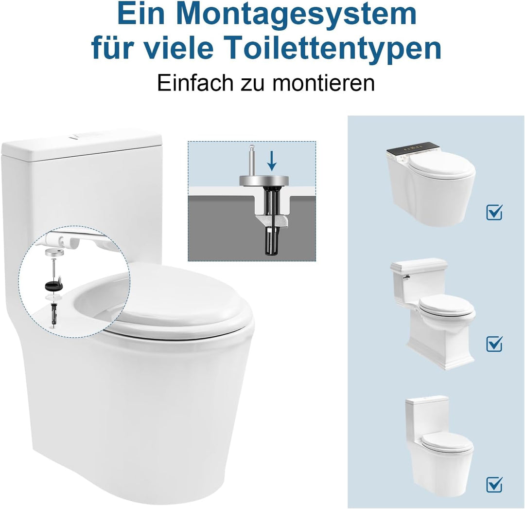WOLTU Toilettendeckel mit Absenkautomatik Klodeckel WC Sitz Softclose Klobrille mit Quick Release Fu