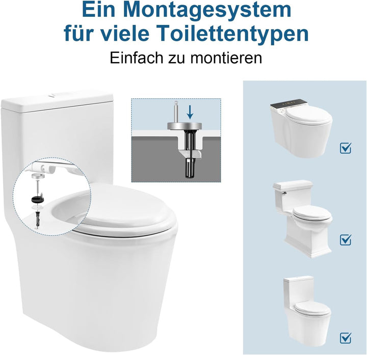 WOLTU Toilettendeckel mit Absenkautomatik Klodeckel WC Sitz Softclose Klobrille mit Quick Release Fu
