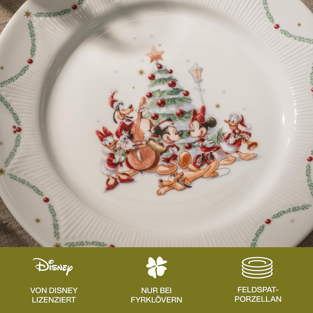 Micky Maus &amp; Freunde Flacher Teller Disney, 4er-Set, 27 cm, Porzellan, Spülmaschinenfest, Weihnachte