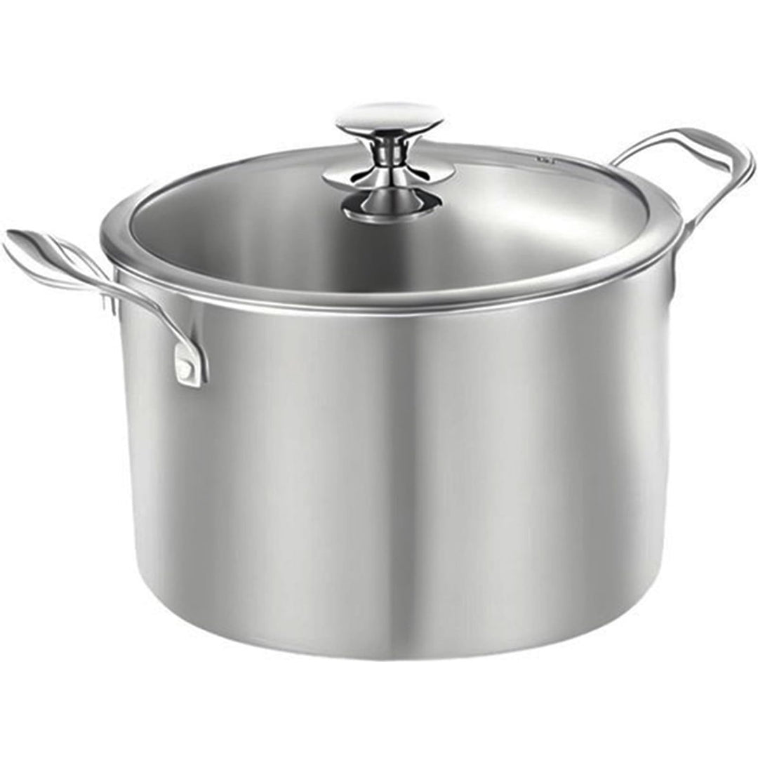 Edelstahl Suppentopf 26 cm - 4.5 Liter - Mit Glasdeckel - Induktionsgeeignet - PFAS-frei - Spülmasch