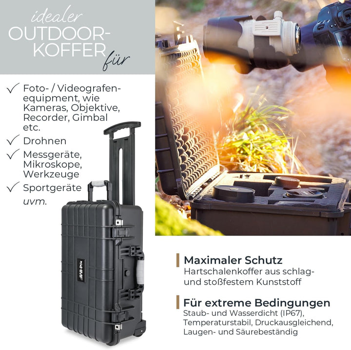 HMF ODK400 Outdoor-Trolley, Fotokoffer mit Rasterschaumstoff | 56 x 34,5 x 23 cm