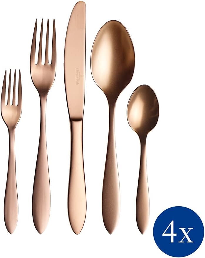 Villeroy & Boch - Manufacture Besteckset 20tlg. Gold, Besteck, Tafelbesteck, Besteck Set 6 Personen,