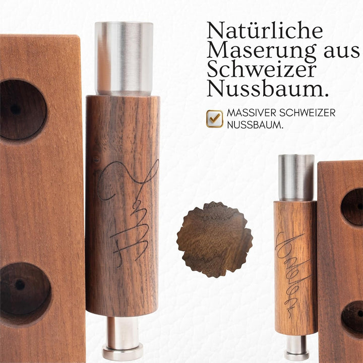 PAVLOVA’S Schweizer Pfeffer- und Salzmühlen Set aus Walnussholz – Einhand-Mühlen mit Keramikmahlwerk