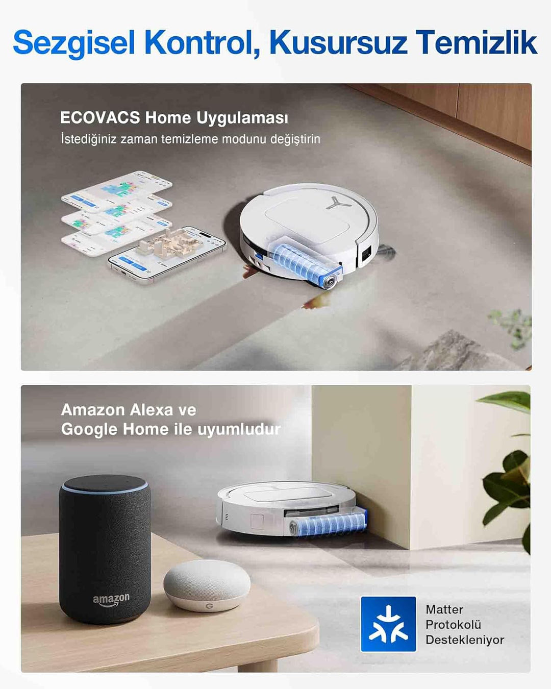 ECOVACS DEEBOT T80 OMNI Saugroboter mit Wischfunktion, 18.000 Pa, OZMO ROLLER Wischwalze mit kontinu
