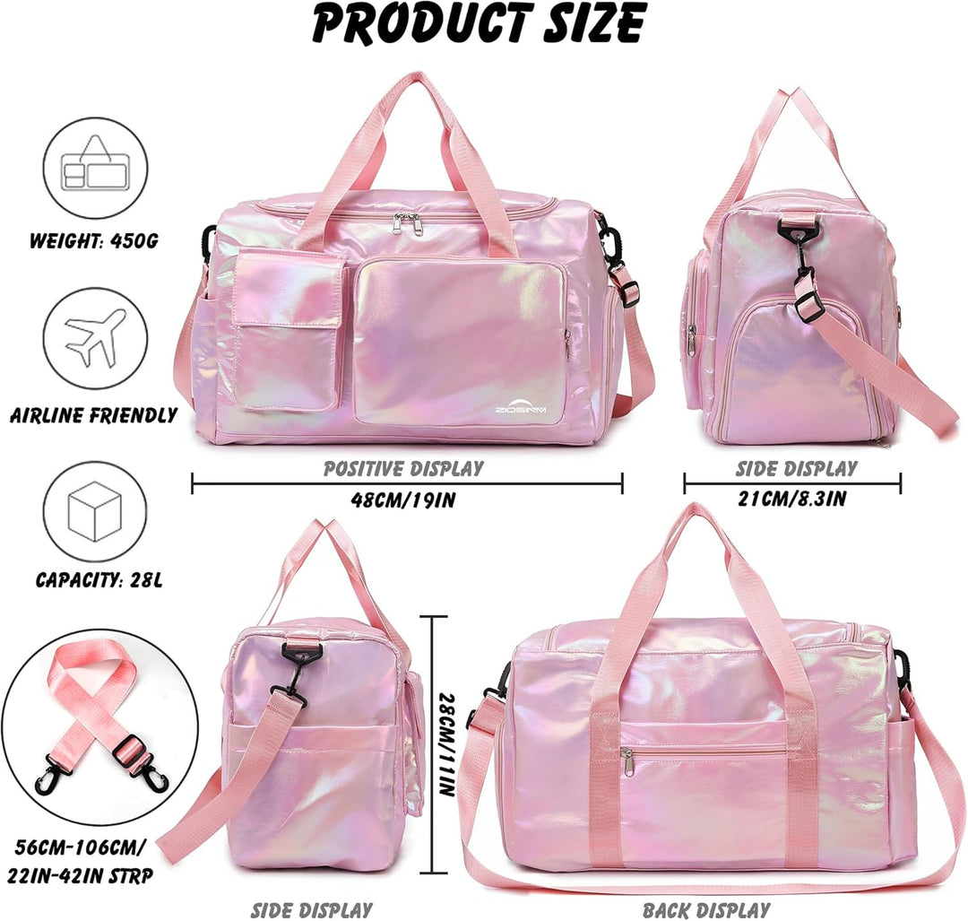 ZIOISNM Sporttasche Damen mit Schuhfach und Nassfach, Reisetasche Damen Glitzer Gym Bag saunatasche