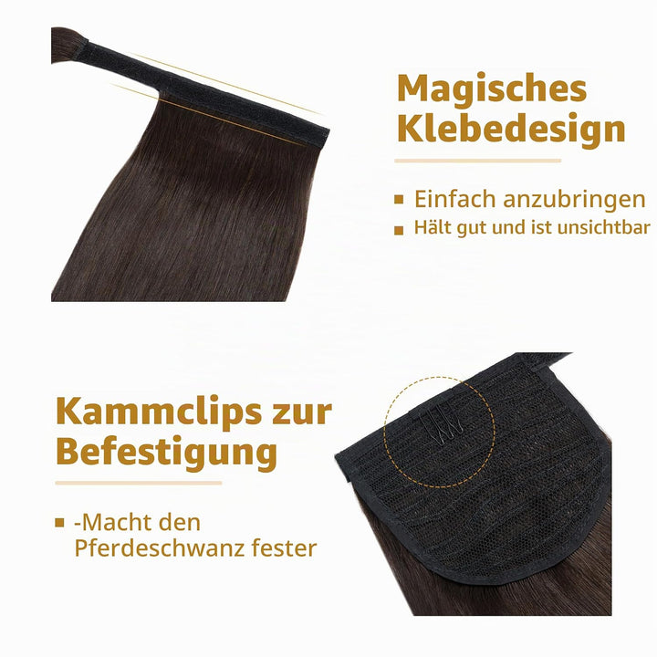 SEGO Clip in Ponytail Zopf Echthaar Pferdeschwanz Haarteil Extensions Haarverlängerung Pony Remy Hai