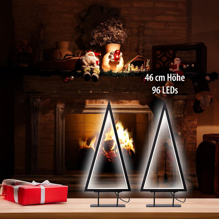 Carlo Milano Weihnachtsdeko-Bäume: 2er-Set Design-Metall-Weihnachtsbaum, 96 LEDs, 46 cm Höhe (Decor