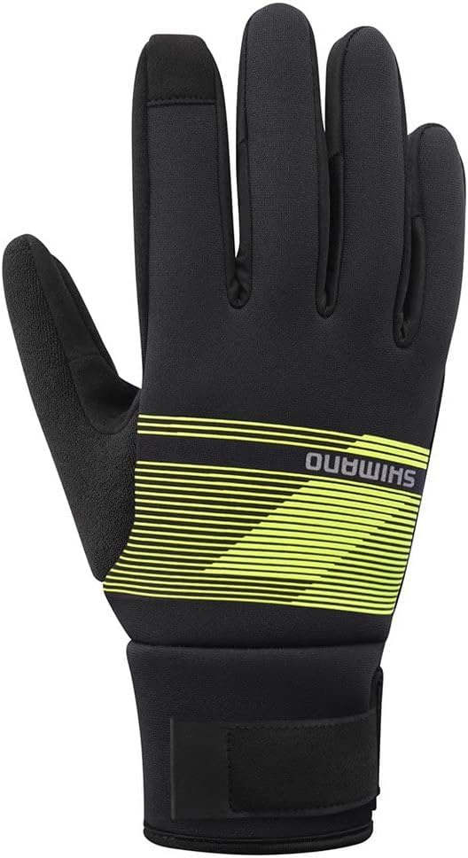 Shimano Fahrrad-Handschuhe Windbreak Thermal, Neon Yellow (Schwarz-Gelb), L