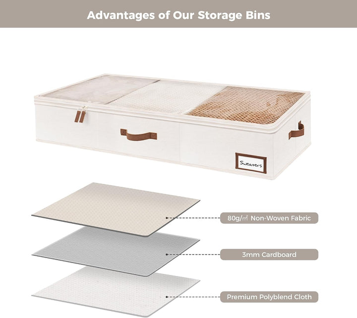 StorageWorks Aufbewahrungsbox unter dem Bett, Hochwertige Bettkasten Aufbewahrung mit Griffen, Unter