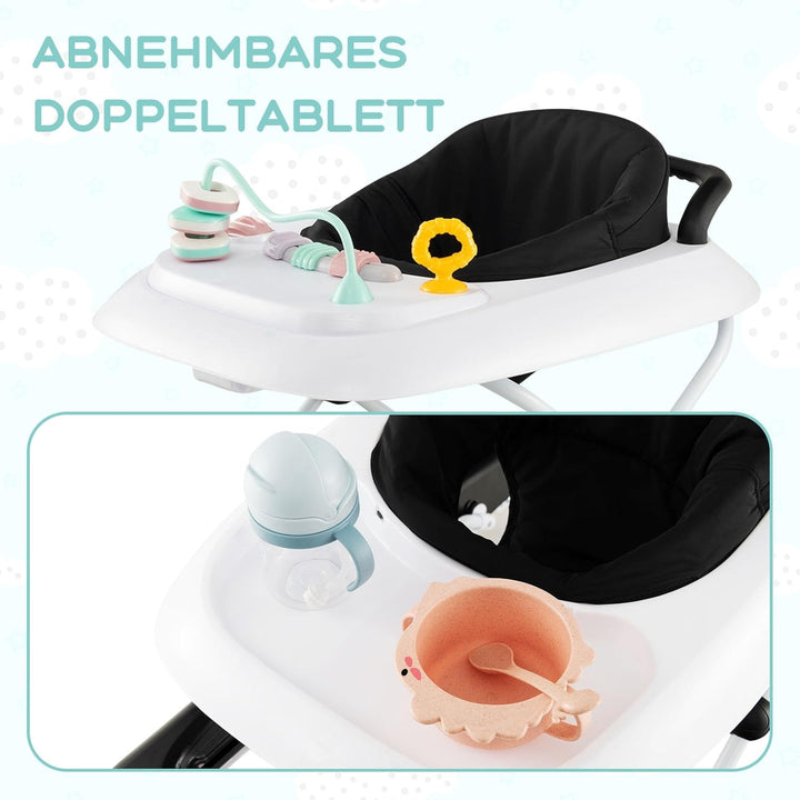 GOPLUS Baby Walker, 2 in 1 Lauflernhilfe & Schiebewagen mit Rädern, Überrollschutz, Verstellbaren Hö