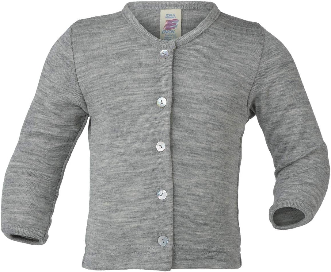 Engel Natur, Baby Strickjacke Cardigan, 70% Wolle 30% Seide 50-56 Hellgrau Melange, 50-56 Hellgrau M