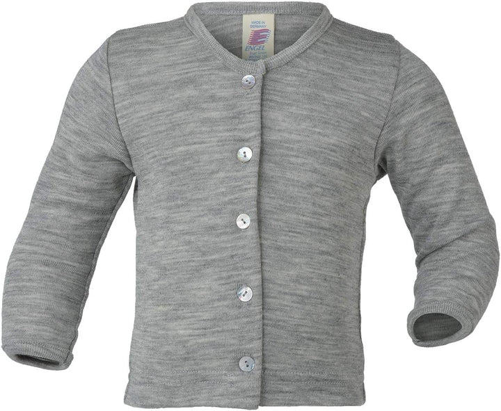 Engel Natur, Baby Strickjacke Cardigan, 70% Wolle 30% Seide 50-56 Hellgrau Melange, 50-56 Hellgrau M