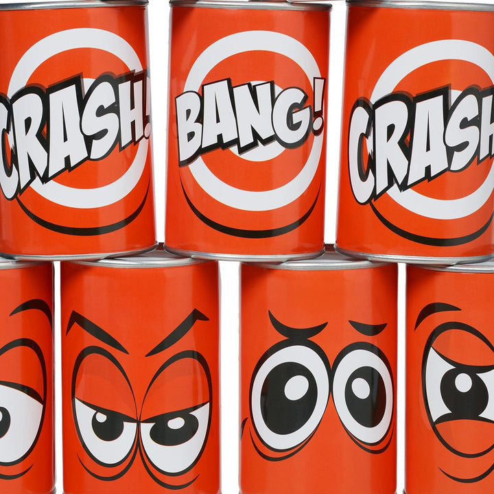 Relaxdays Dosenwerfen für Kinder, Büchsenwerfen Garten, 10 Blechdosen & 3 Säcke, Wurfspiel für Kinde