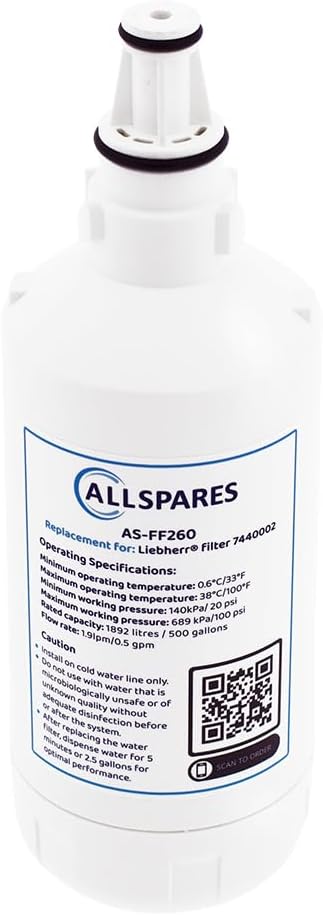 AllSpares Wasserfilter für Kühlschrank geeignet für Liebherr 7440002 (2 Stück), 2 Stück