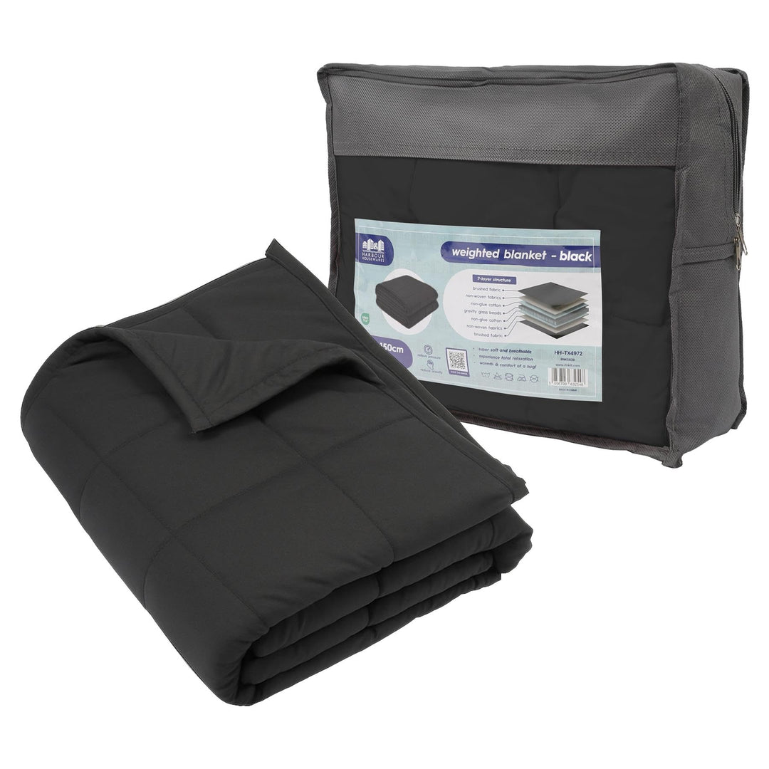 Harbour Housewares Gewichtsdecke mit Aufbewahrungstasche - 125 x 150cm - 4kg - Schwarz - 1x Schwer E