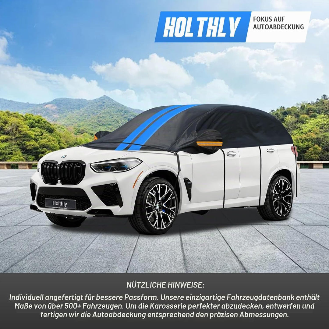 Holthly Halbgarage für Auto Winter SUV,Halbgarage Oben Wasserdicht Atmungsaktiv Autoabdeckung,Abdeck