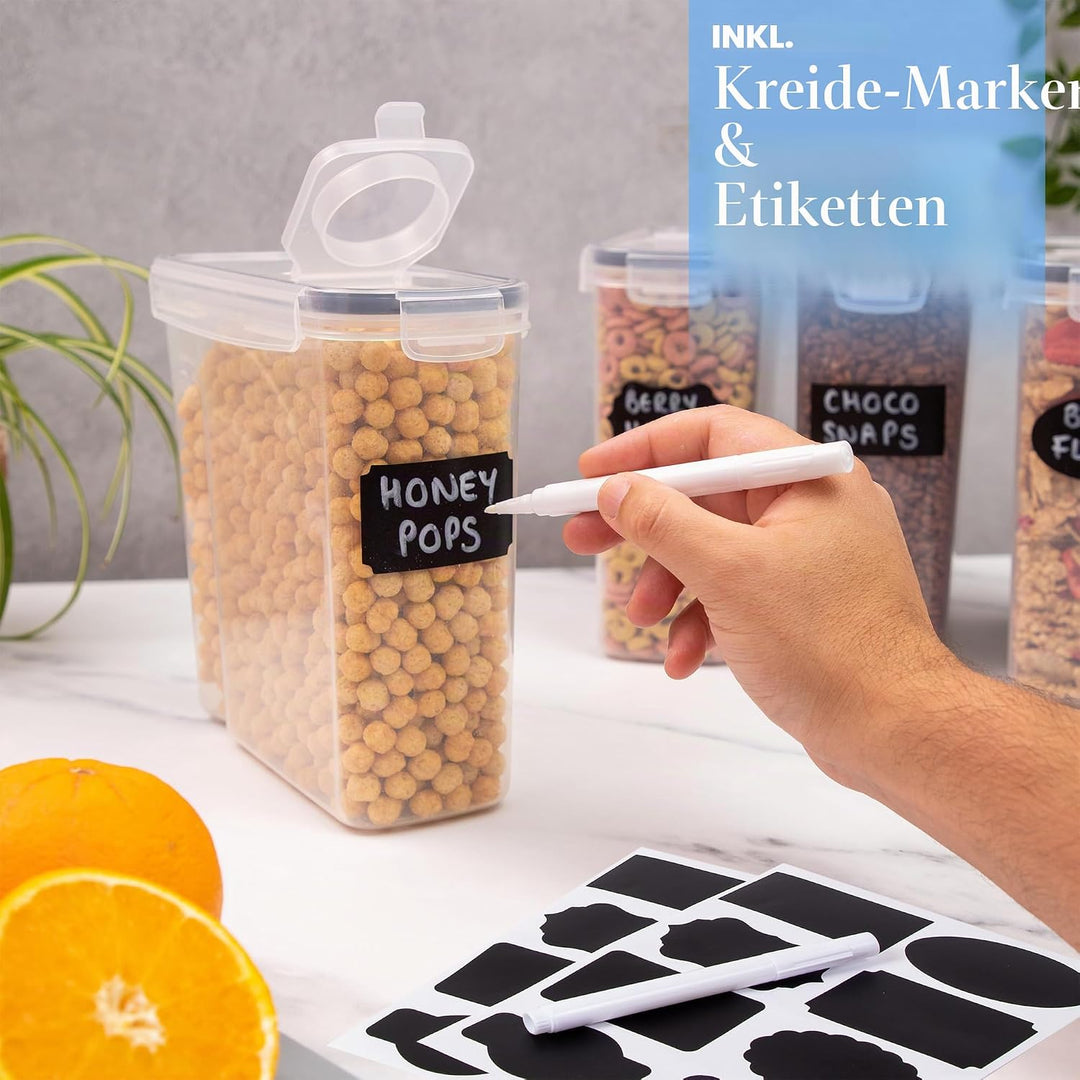 Müsli Vorratsdosen,4 Stück Set Kunststoff Frischhaltedosen,Praktischer Müslispender,Lebensmittelqual