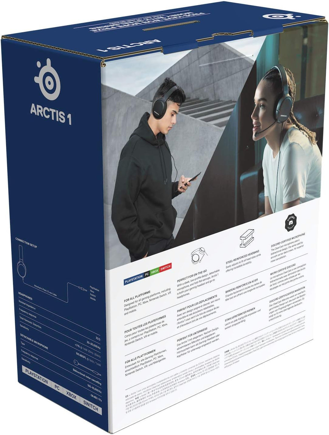 SteelSeries Arctis 1 - Kompatibel mit allen Plattformen - Abnehmbares ClearCast Mikrofon - für PS4,