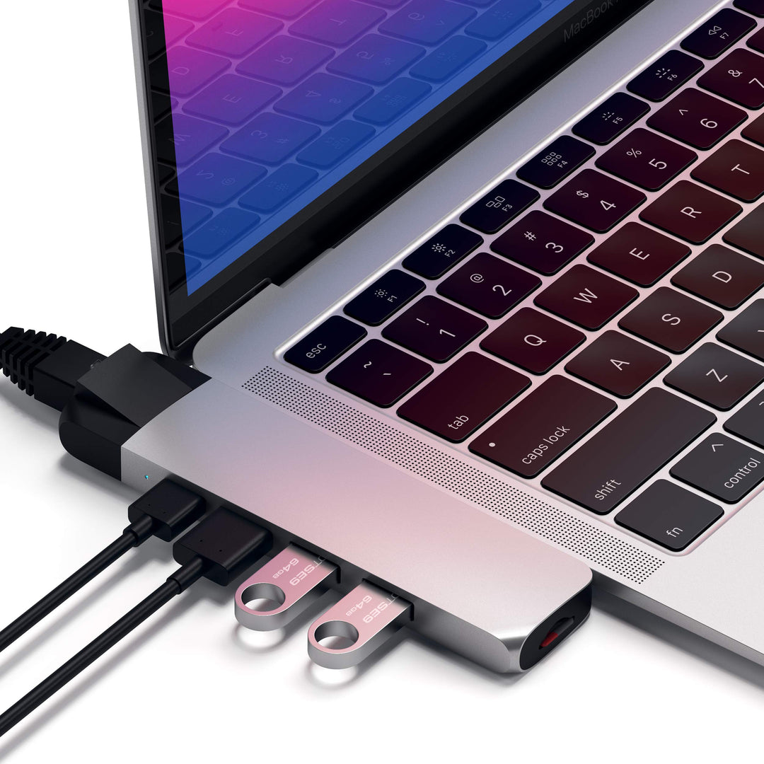 SATECHI Type-C Pro Hub Adapter mit Ethernet – 4K HDMI, USB-C PD, Gigabit Ethernet, USB 3.0, Micro SD