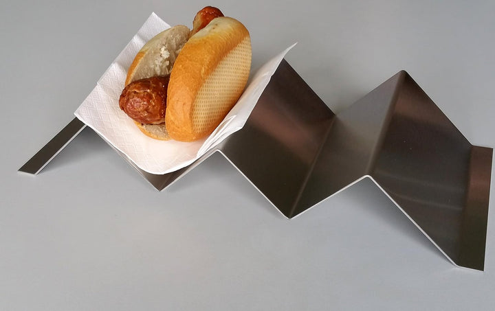 Theke Verkauf Hot-Dog-Ablage Brötchenhalter aus gebürstetem Edelstahl 2-fach