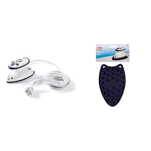 Prym 611915 Dampfbügeleisen Mini & Bügeleisen-Ablage Mini, Silikon, pflaumenblau, Plastik, 7 x 5 x 3