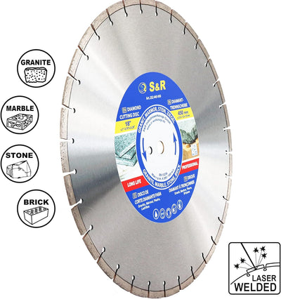 S&R Diamanttrennscheibe 450 x 25,4 mm, Industrie-Qualität, Trennscheibe doppelte Standzeit in Naturs