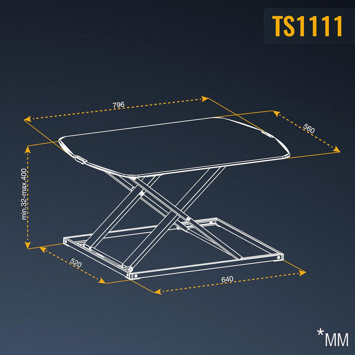 RICOO Schreibtischaufsatz Höhenverstellbar Ergonomisch Stehschreibtisch Aufsatz Tischaufsatz TS1111