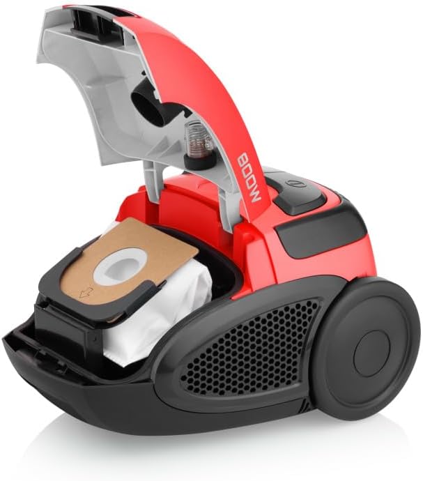 Bodenstaubsauger mit Beutel VC068R I 800W I ECO-Motor I 2l Volumen I Rot