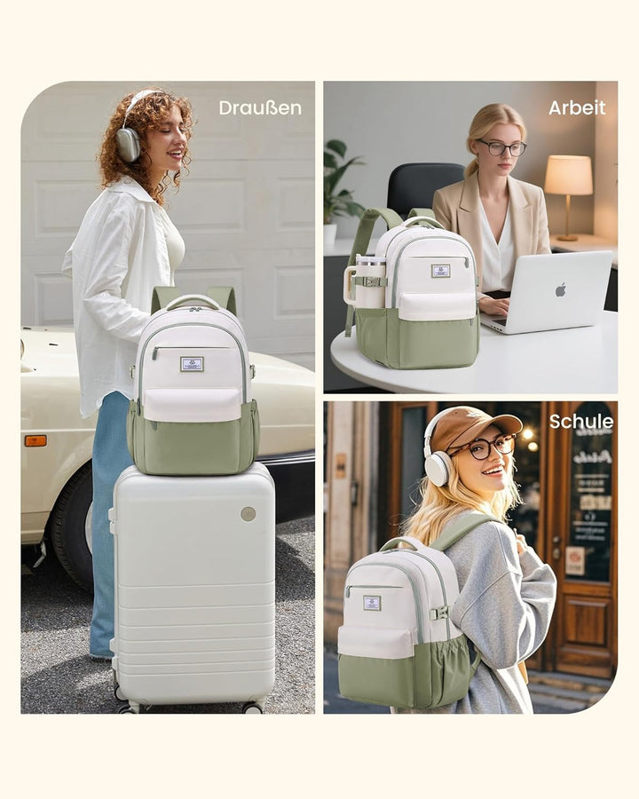 LOVEVOOK Rucksack Damen 15,6 Zoll Laptop Schulrucksack Mädchen Teenager, Wasserdichter Schultasche B
