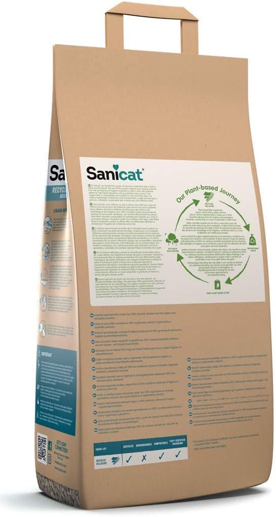 Sanicat – Absorbierende Multipet-Streu aus recycelter Zellulose | Ausgezeichnete Absorption und Geru