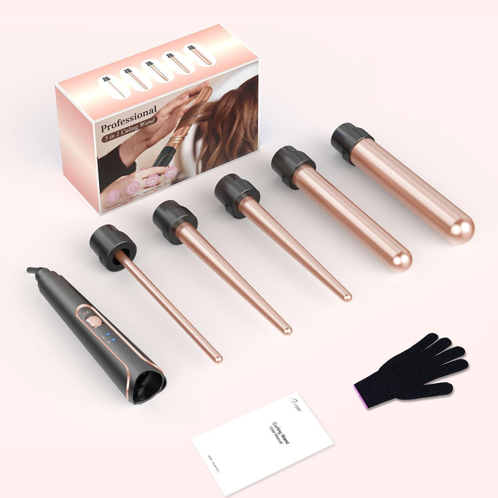 5-in-1 Lockenstab-Set - Wellenlockenstab - Geeignet für alle Haartypen, Keramikmaterial, schnelles A