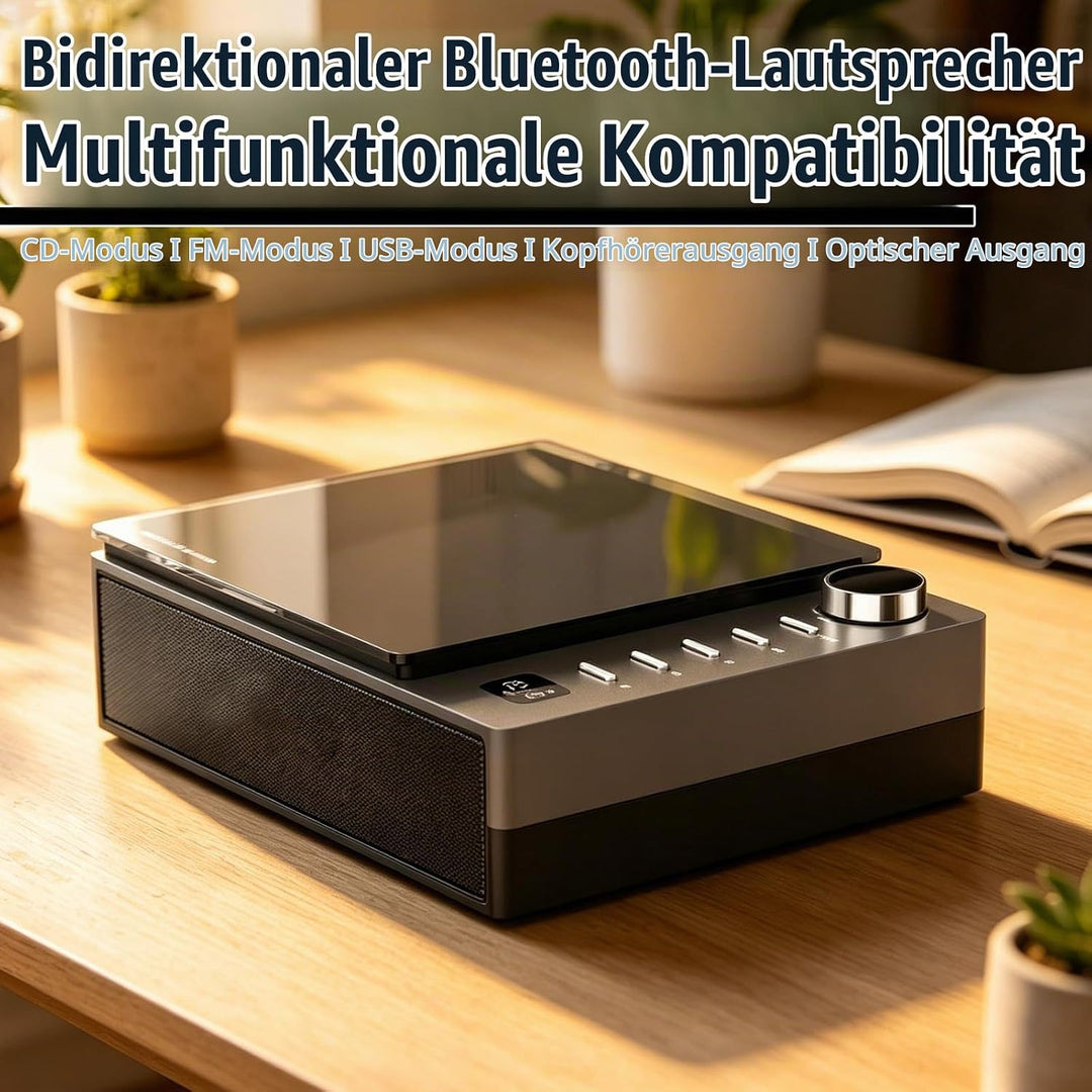 CD Player Tragbar mit Bluetooth 5.1, CD-Player mit Lautsprecher Fernbedienung Wiederaufladbar CD Spi