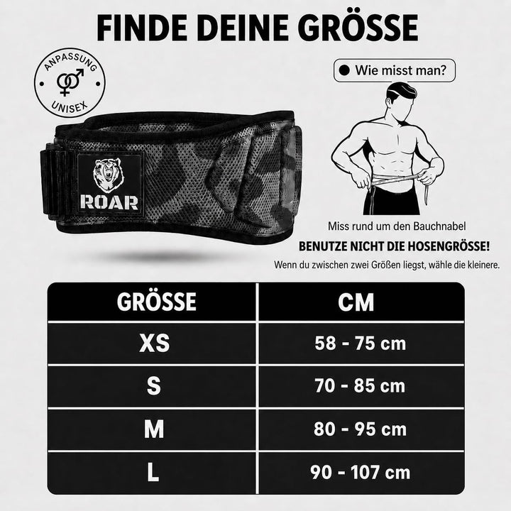 Roar® Gewichthebergürtel Herren und Damen, Lifting Belt for Gym, Powerlifting Gürtel Gewichtheben, W