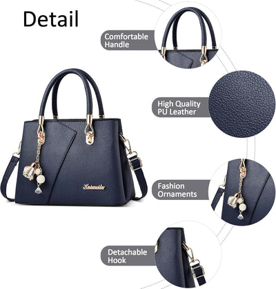 DORRISO Mode Handtasche Damen Elegant Tote Tasche mit Schickem Blumenanhänger Henkeltasche für Einka