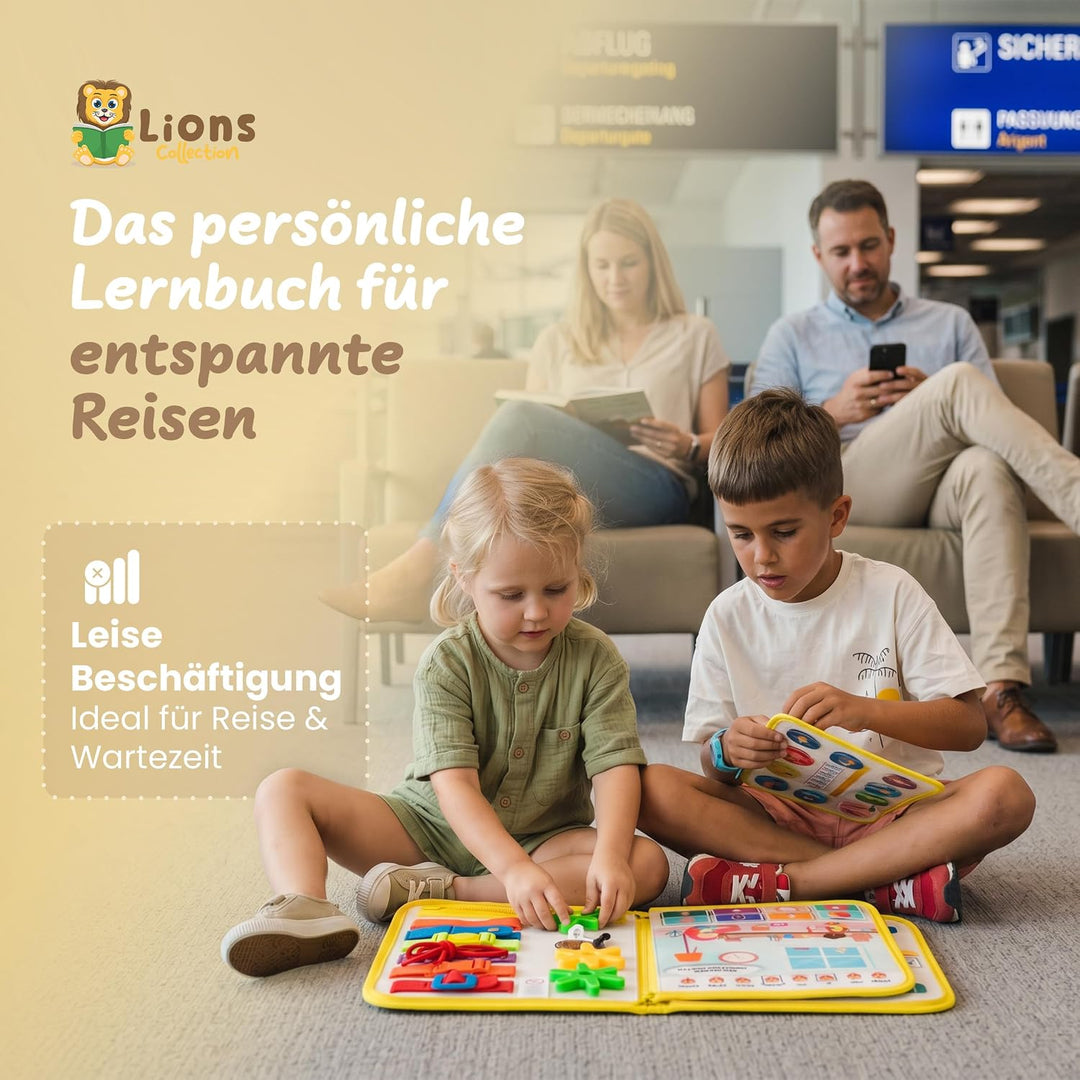 Lion’s Collection Montessori Busy Board Deutsch ab 3 Jahre – Busy Book &amp; Activity Board für Kinder –