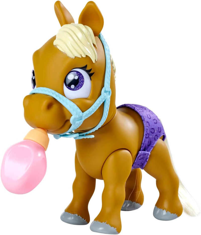 Simba 105950009 - Pamper Petz Pony, 24cm Spielzeug Pferd mit Trink- und Nässfunktion, Fohlen, kämmba