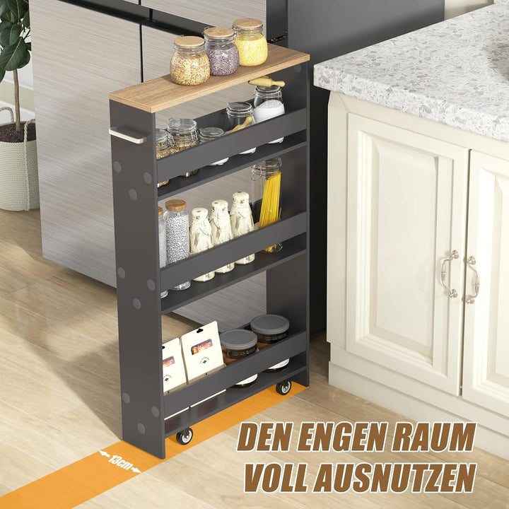 GIANTEX Nischenregal 13cm breit, Küchenregal Küchenschrank Küchenwagen schmal, Nischenschrank Nische