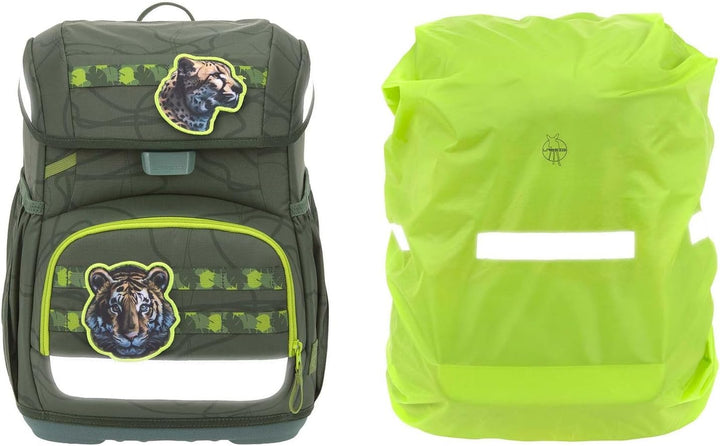 LÄSSIG Schulranzen Regenhülle Light Unique School Set 7-teilig Jungle Green dunkelgrün