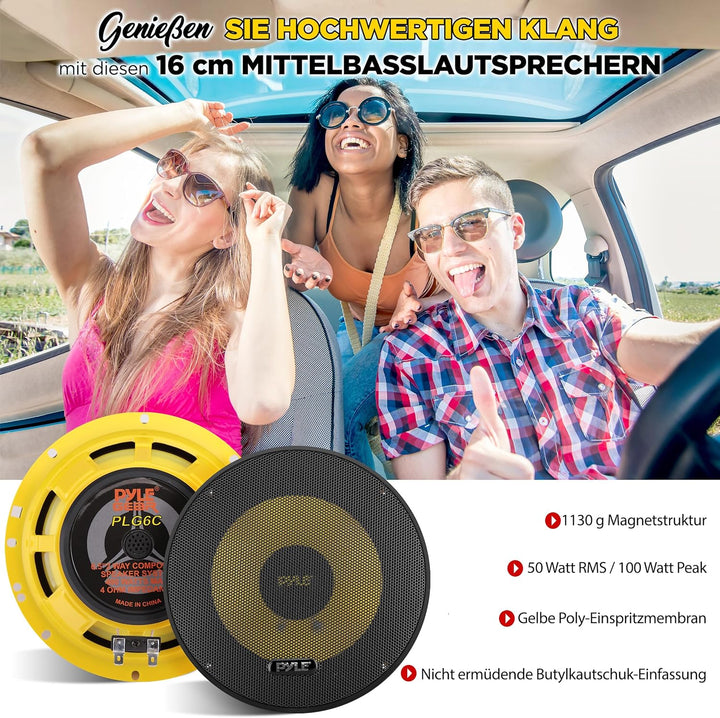 Pyle PLG6C Passiv Lautsprecher + 16,5cm (6,5'' Zoll) + 400 Watt + Gelbe Lautsprecher/Speaker + Com