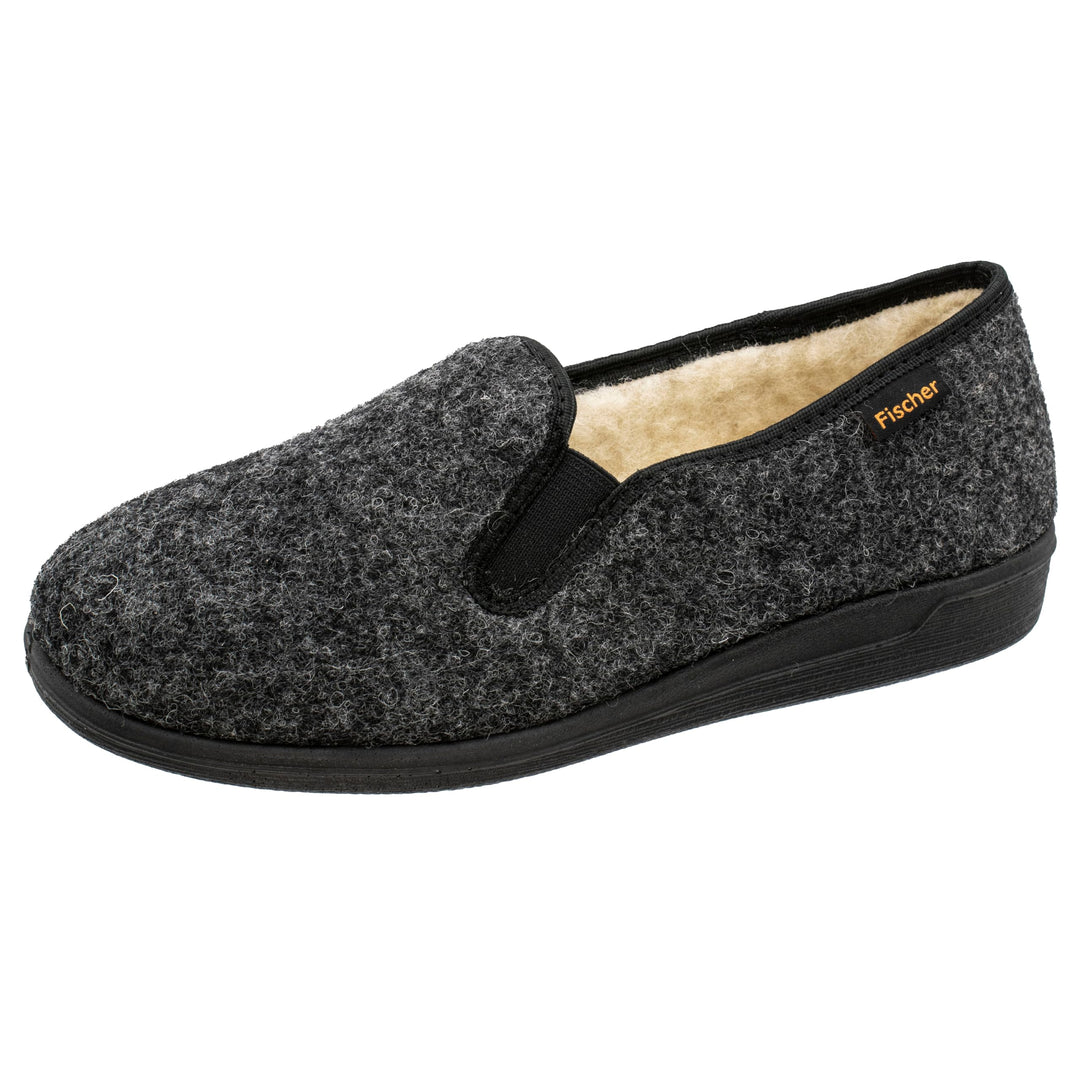 Fischer Herren Hausschuh Streifen Cord Slipper Stretch 204120 39 EU Schwarz Schwarz 205, 39 EU Schwa