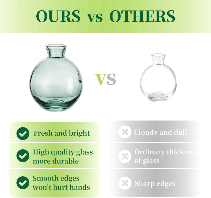 Kleine Vasen Für Tischdeko Aus Hewory, 6 Stück Vase Glas Mini Vasen Set Modern Glasvase Grün Kleine