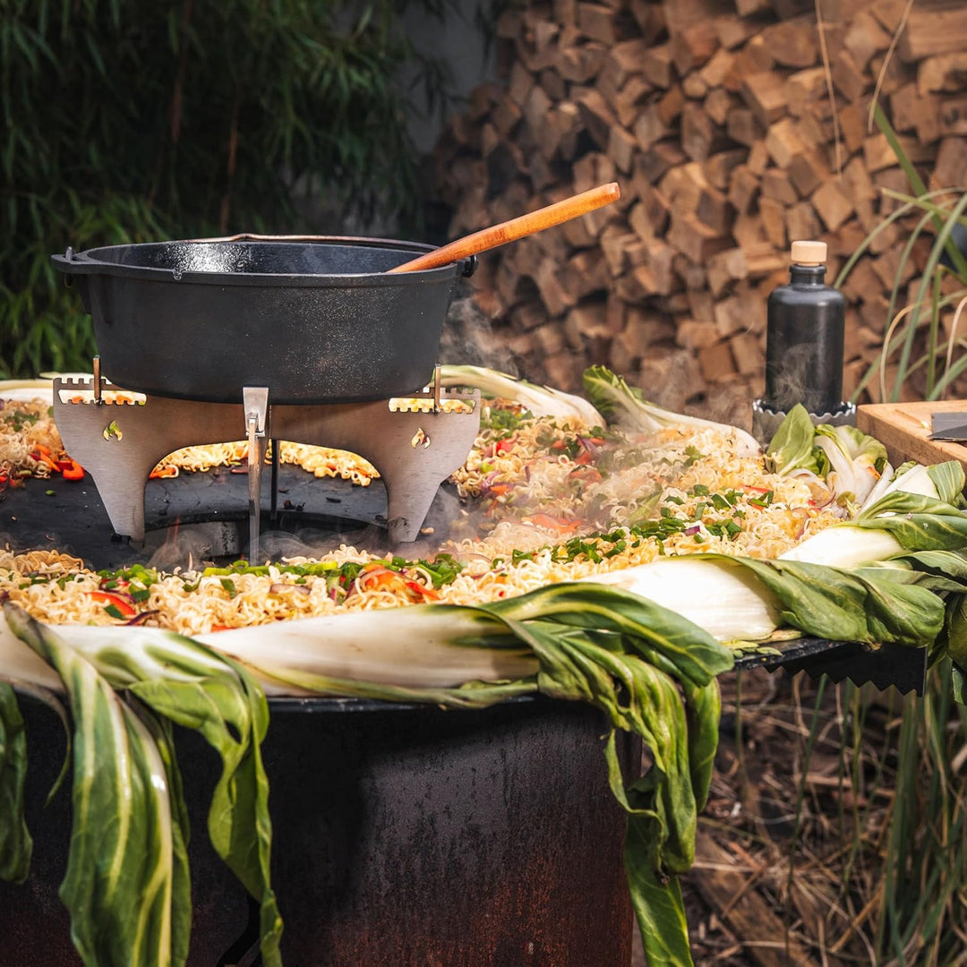 Grillrost.com Das Original Dutch Oven Gestell für Feuerplatte - steckbar und sicher - aus Edelstahl,